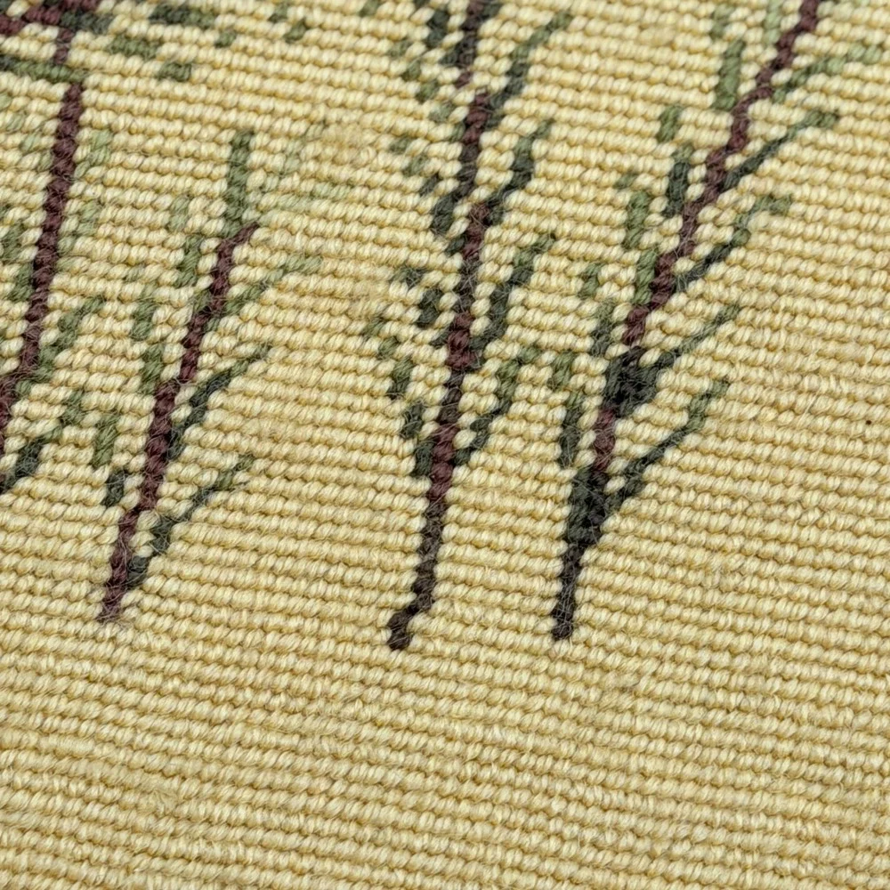 Vintage Framed Bird Needlepoint Wall Art Hand Stitched Pine Branches 19x15.5